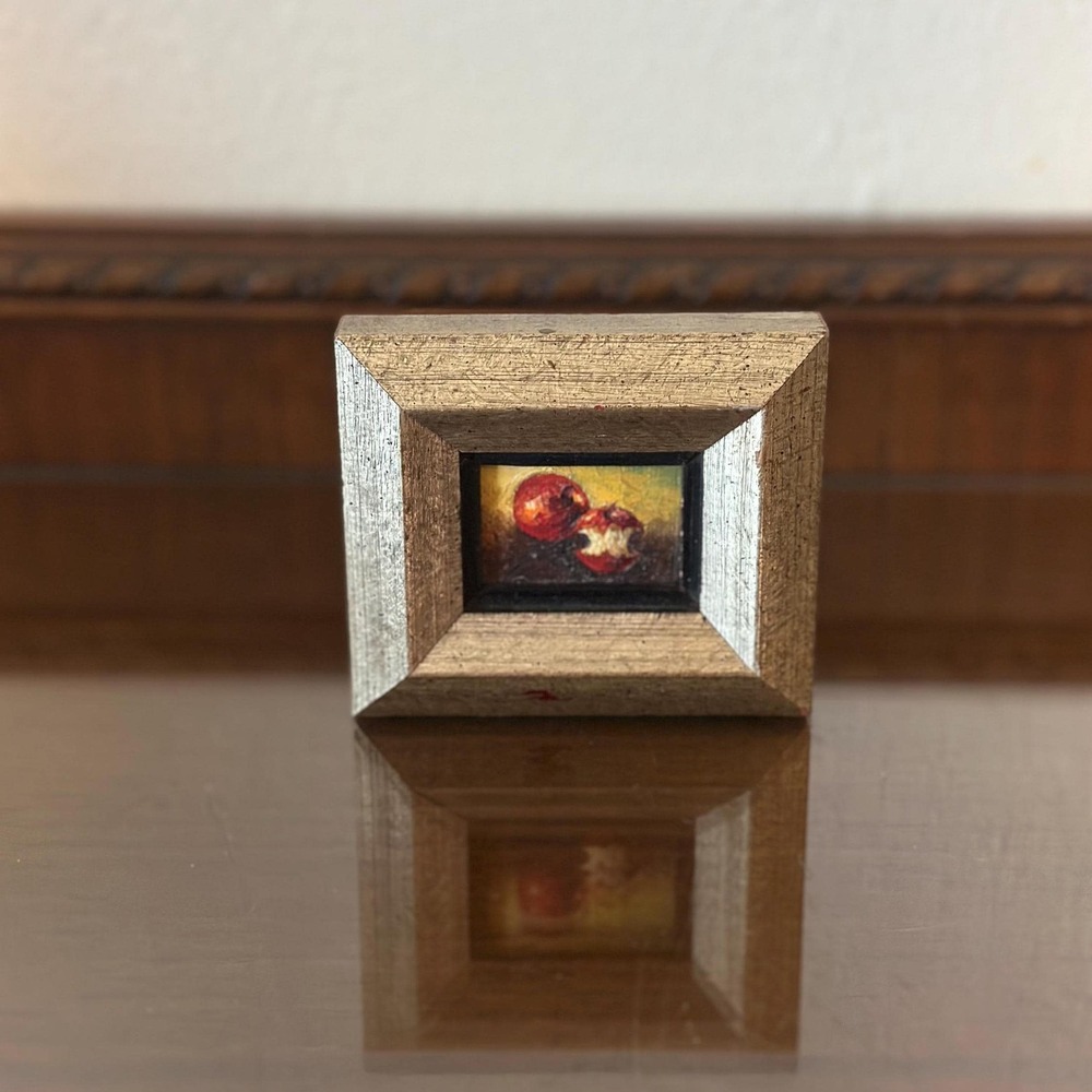 Vintage‎ Miniature Mini Apple Oil Painting - Picture 5 of 9